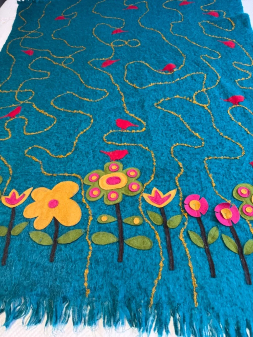 Pier One Turquoise and Floral Lap Blanket
